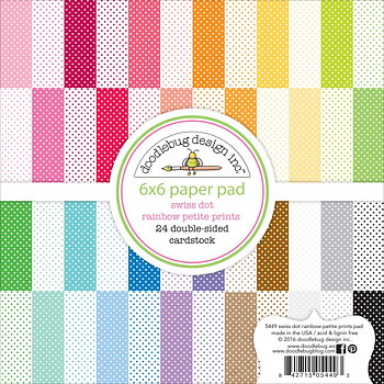 Doodlebug Design 6x6 Inch Swiss Dot Rainbow Petite Prints Paper Pad