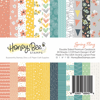 HONEY BEE -6x6 Paper Pad  24 Double Sided Sheets-Spring Fling