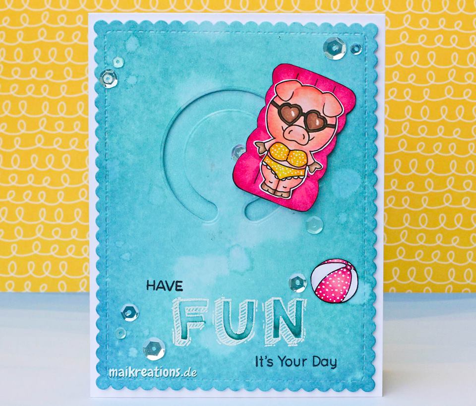 GERDA STEINER DESIGNS-Pool Piggies 4x6  Stamp & Die  Set - 8