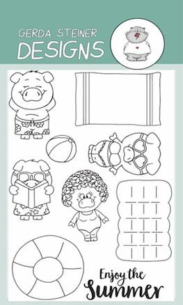 GERDA STEINER DESIGNS-Pool Piggies 4x6  Stamp & Die  Set
