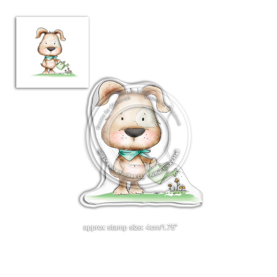 Polkadoodles -Fuzzypuff Scruff the dog Gardening