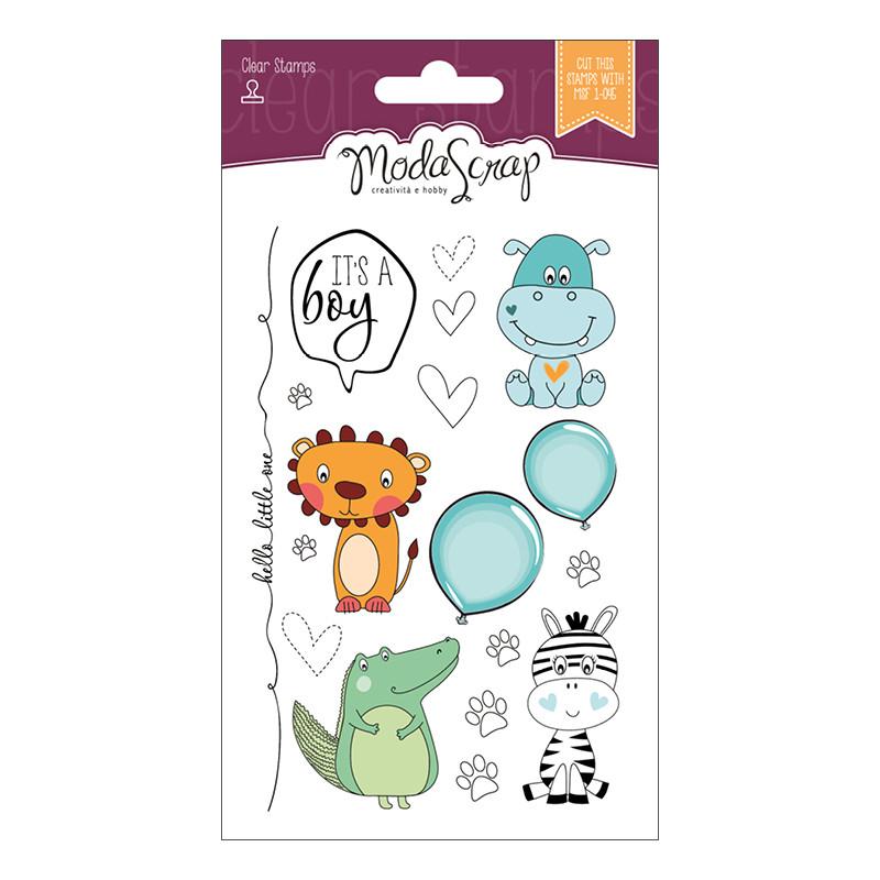 MODASCRAP   - COLOR OF PUPPIES BOY STAMP & DIE BUNDLE
