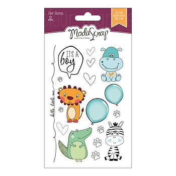 MODASCRAP   - COLOR OF PUPPIES BOY STAMP & DIE BUNDLE