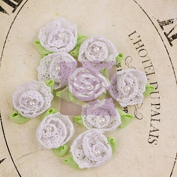PRIMA HARMONIE WHITE Fabric Flowers 9pc