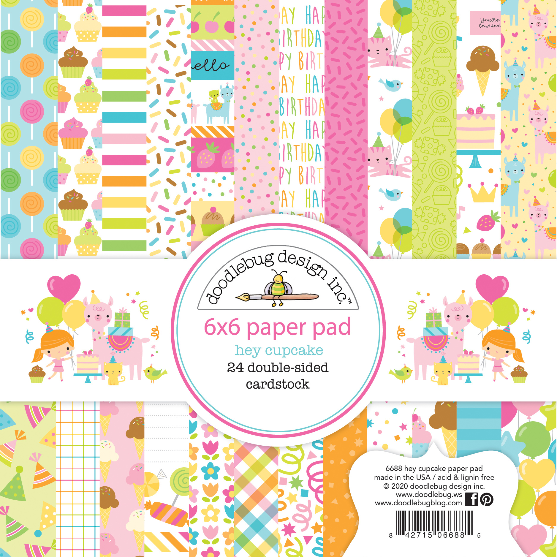 Doodlebug Design -Hey Cupcake 6x6 Inch Paper Pad