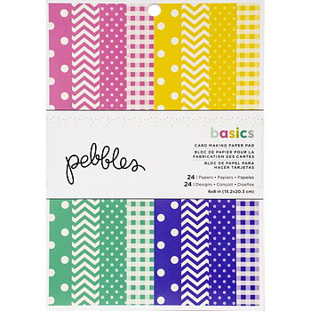 AMERICAN CRAFTS PEBBLES-Single-Sided Paper Pad 6"X8" 24/Pkg- Basic 1