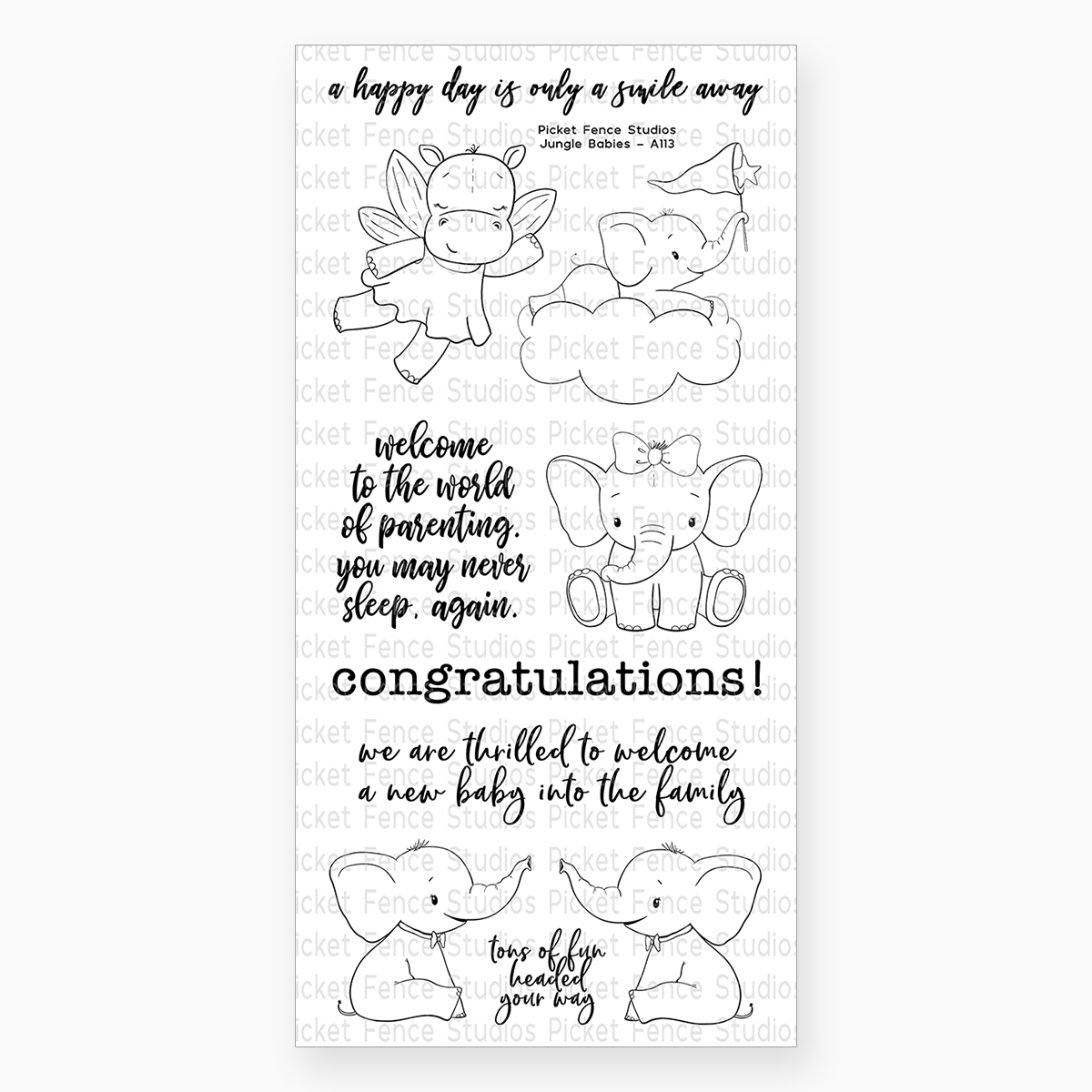 PICKET FENCE STUDIOS -Jungle Babies Clear Stamps - 2