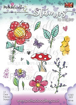 Polkadoodles -Honey Daisy Clear Stamp Set Clear Stamp Set - 14 Clear Stamps