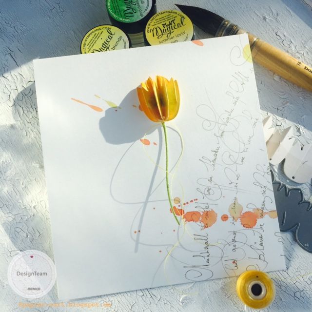 ALEXANDRA RENKE -Designpaper 'Calligraphy yellow orange' - 2