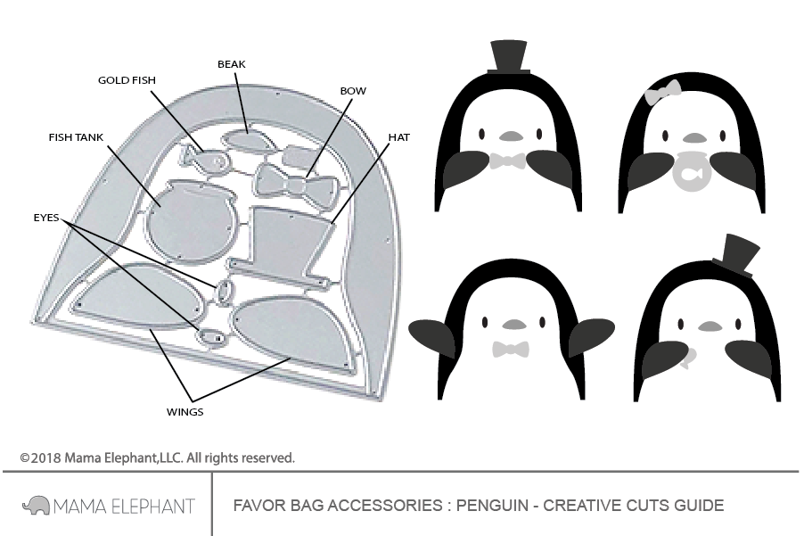 MAMA ELEPHANT-FAVOR BAG ACCESSORY - PENGUIN - CREATIVE CUTS - 3