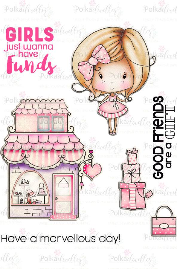 Polkadoodles Mini Winnie Boutique Shopping Clear Stamps & Co-Ordinating Dies - 3
