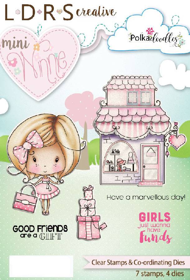 Polkadoodles Mini Winnie Boutique Shopping Clear Stamps & Co-Ordinating Dies
