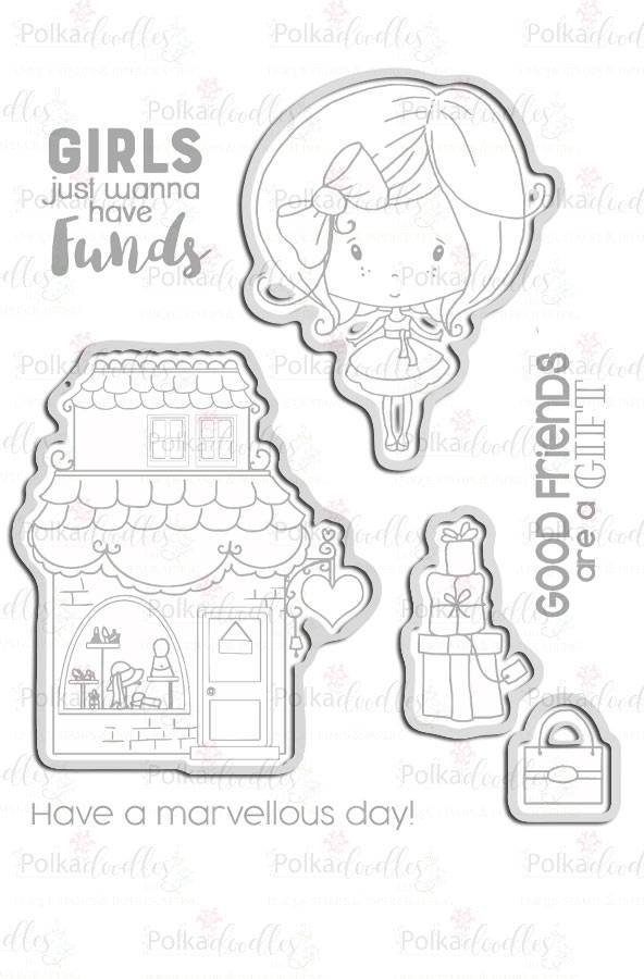 Polkadoodles Mini Winnie Boutique Shopping Clear Stamps & Co-Ordinating Dies - 2