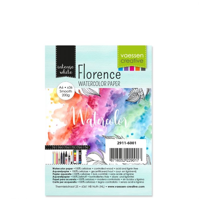 Florence • Watercolor paper smooth White 200g A6 36pcs