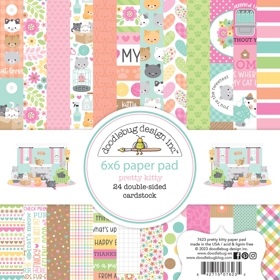 Doodlebug Design -Pretty Kitty 6x6 Inch Paper Pad