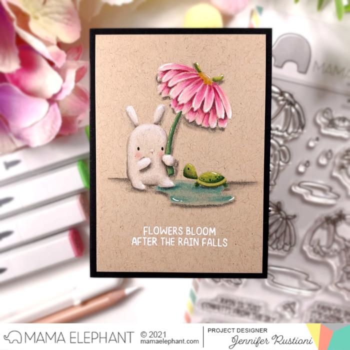 MAMA ELEPHANT-FLOWER SHOWER STAMP & DIE SET - 6