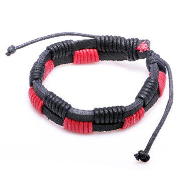 Läderarmband Eddie svartrött