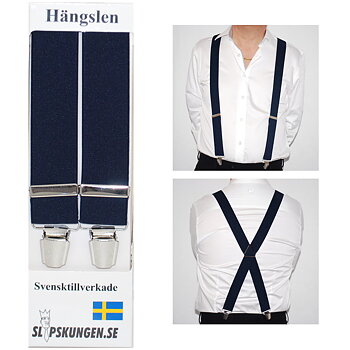Svenska hängslen  Breda Marinblå