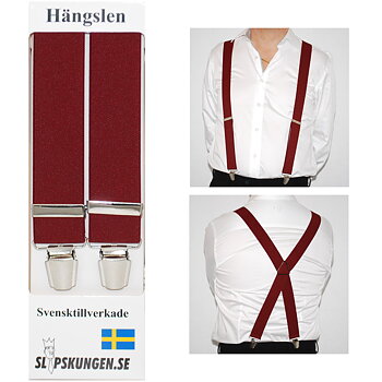 Svenska hängslen  Breda Vinröda