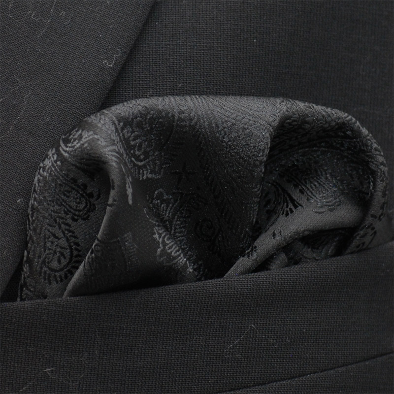 Väst+slips Paisley Svart - 4
