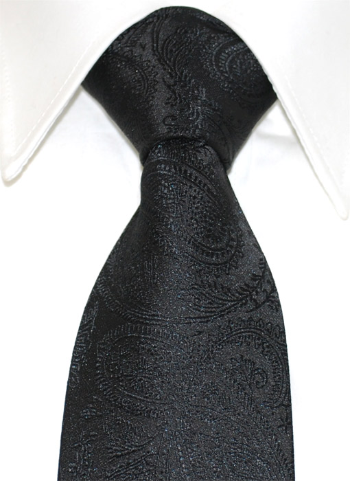 Väst+slips Paisley Svart - 3