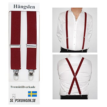 Svenska hängslen  Smala Vinröda