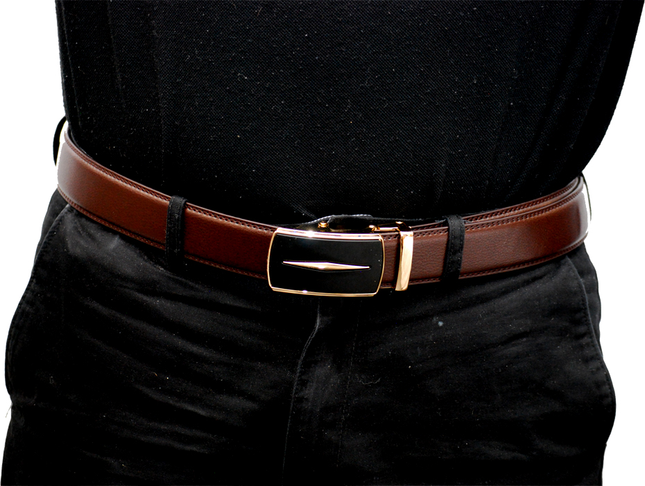 Läderbälte stripe brun 995B - 2