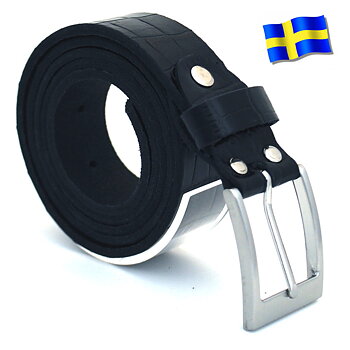 Läderbälte Kroko svart 30mm 804