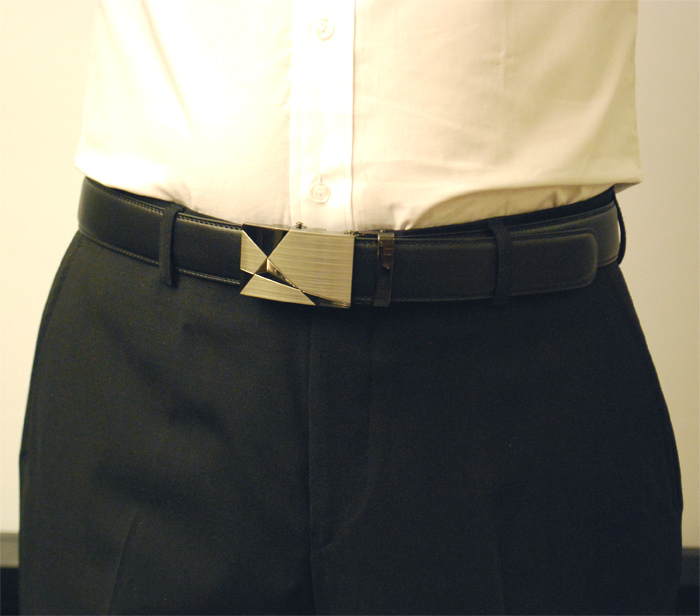 Läderbälte stripe svart 975 - 2