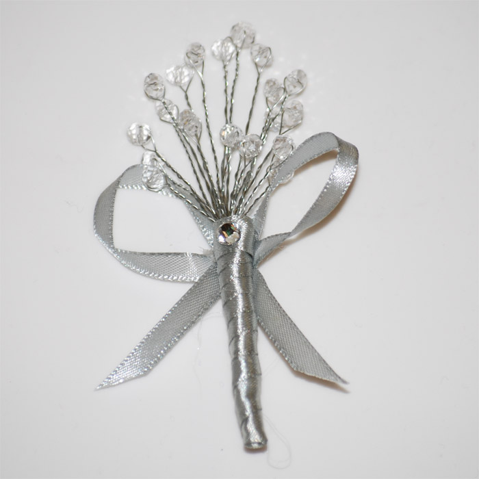 Corsage Rosett Kristall Silver - 2
