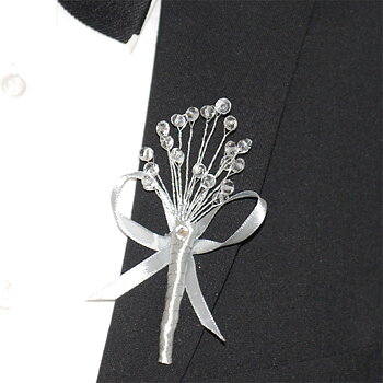 Corsage Rosett Kristall Silver