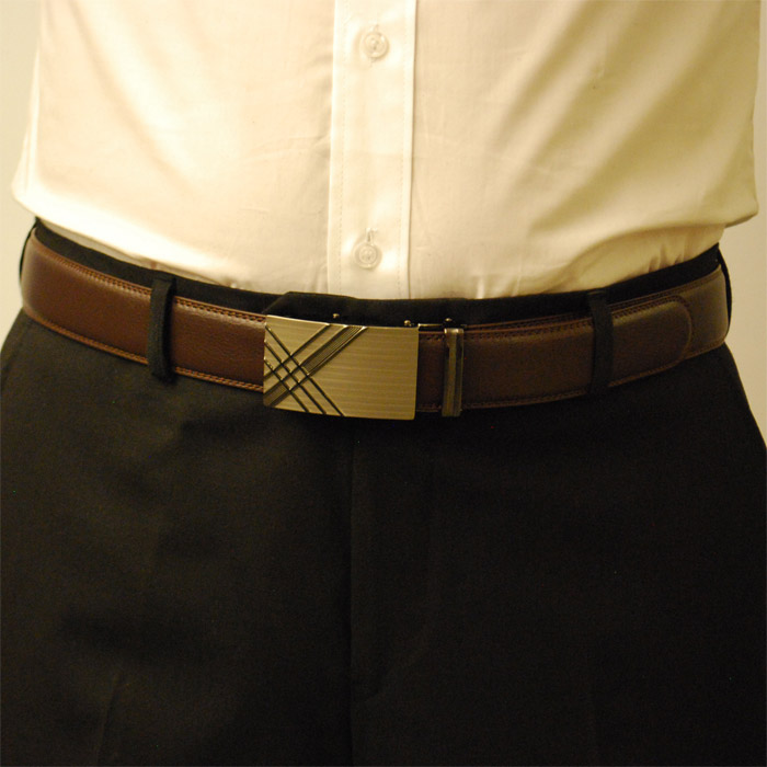 Läderbälte stripe brun 974B - 2