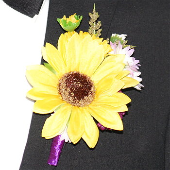 Corsage Solros med Lila Inslag