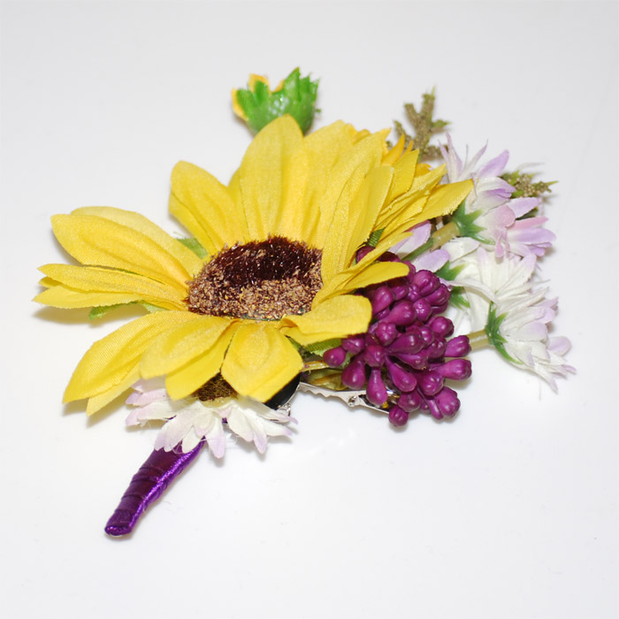 Corsage Solros med Lila Inslag - 2