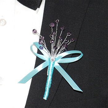 Corsage Rosett Kristall Turkos