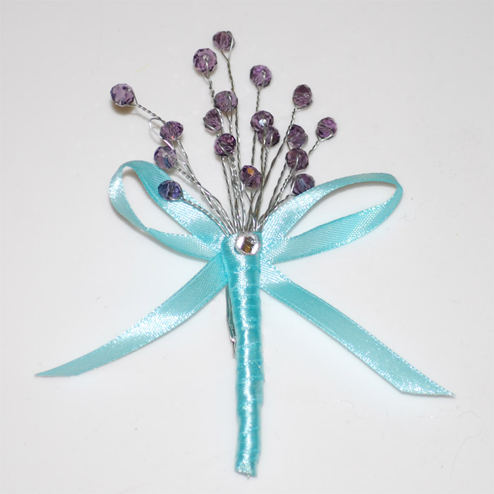 Corsage Rosett Kristall Turkos - 2