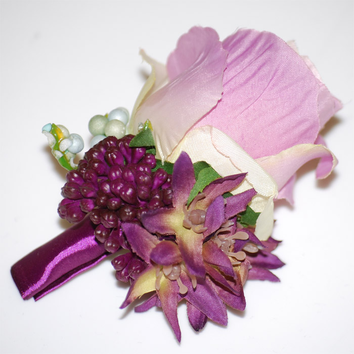 Corsage Ros Lila/vit - 2