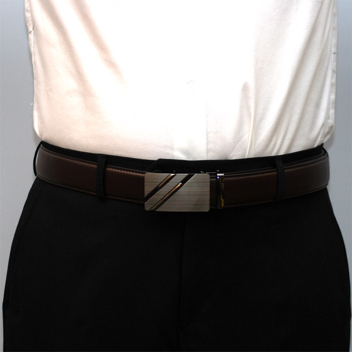 Läderbälte stripe brun 985B - 2