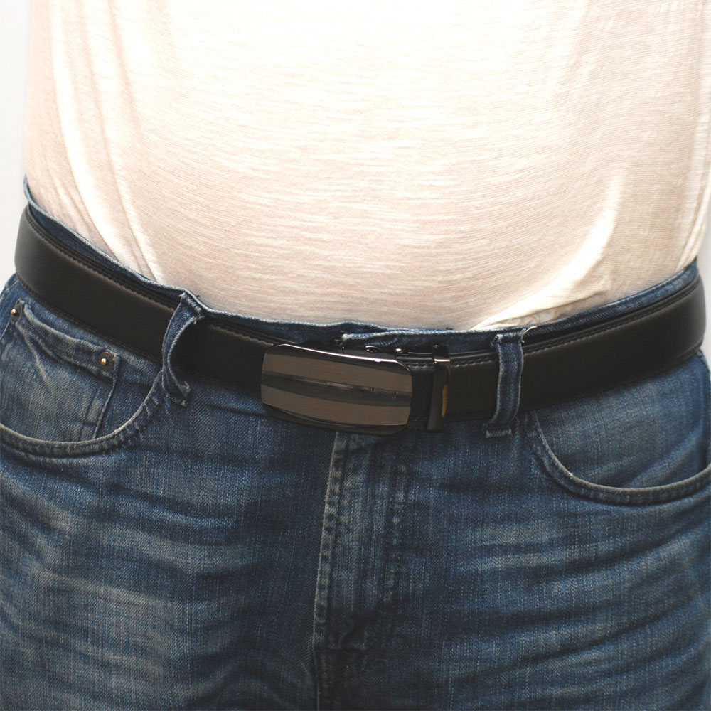 Läderbälte stripe svart 1004 - 2