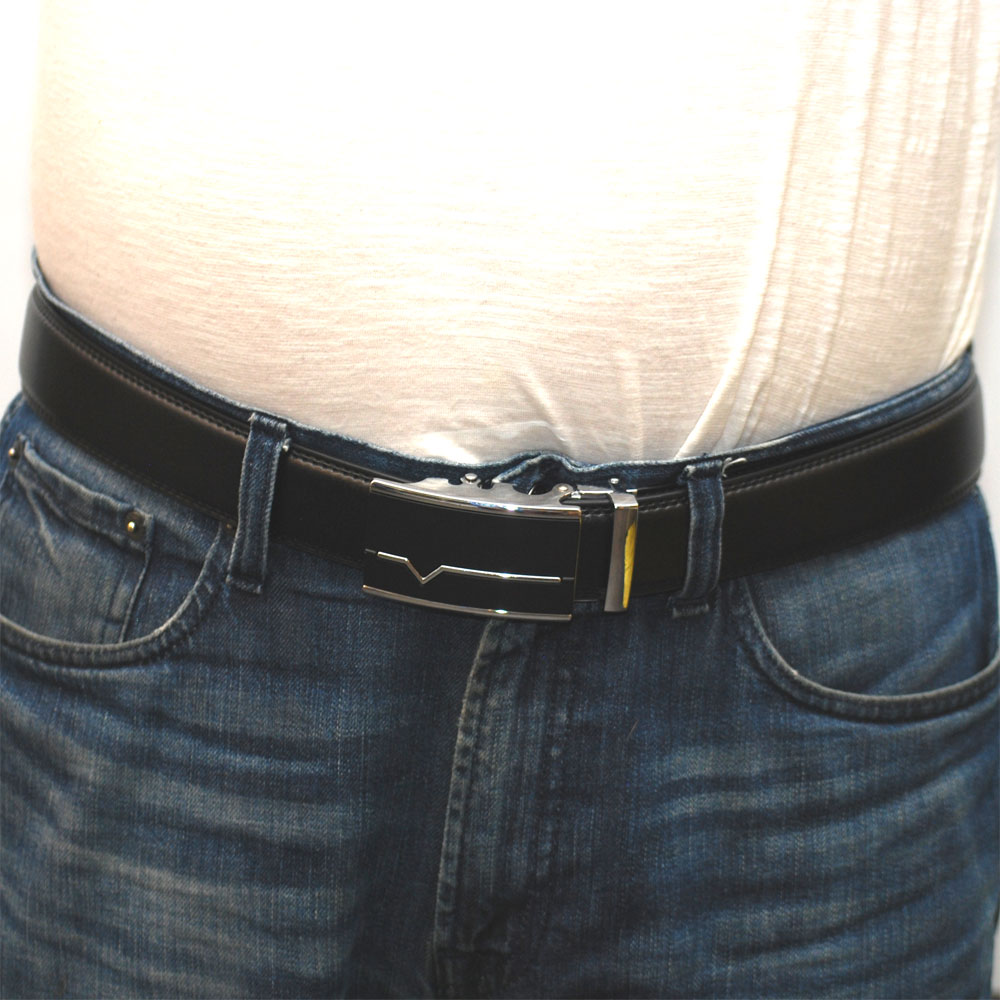 Läderbälte stripe svart 1006 - 2