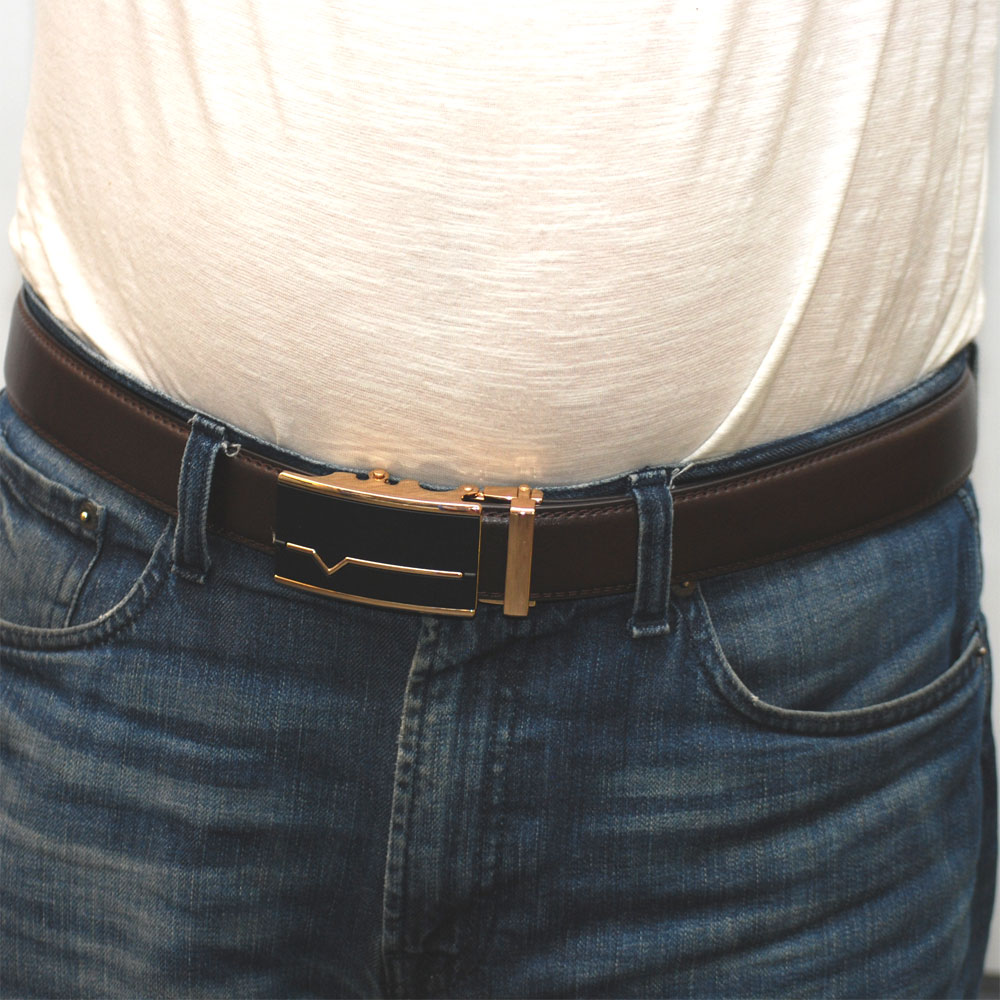 Läderbälte stripe brun 1005 B - 2