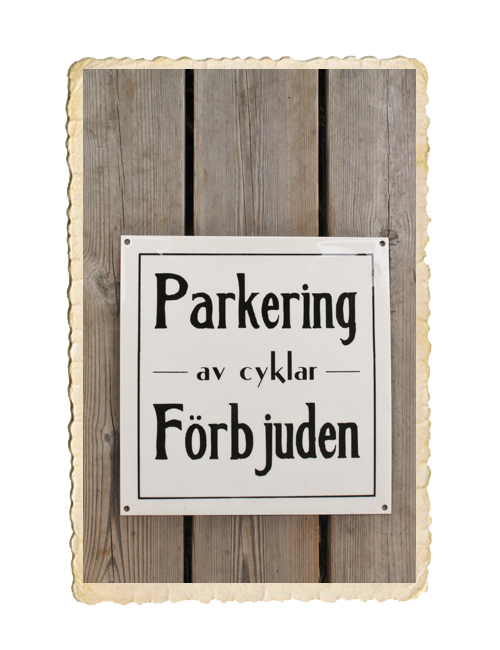 Emalj skylt med text