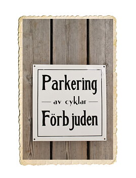 Emalj skylt med text