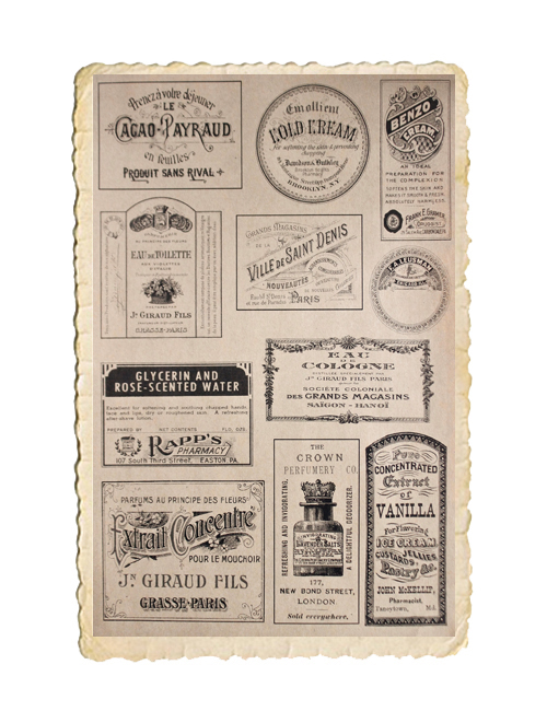 Klippark med själfhäftande vintage etiketter - 4