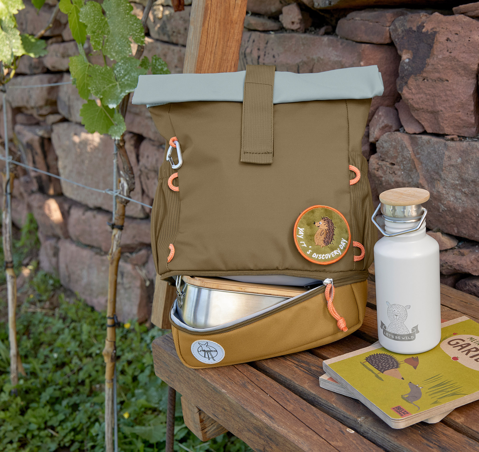 Lässig Mini Rolltop Backpack Nature olive - 14
