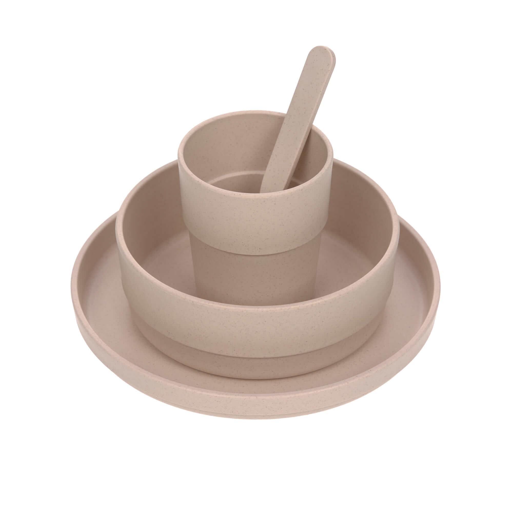 Lässig Dish Set PP/Cellulose Uni powder pink (Plate, Bowl, Mug, Spoon)