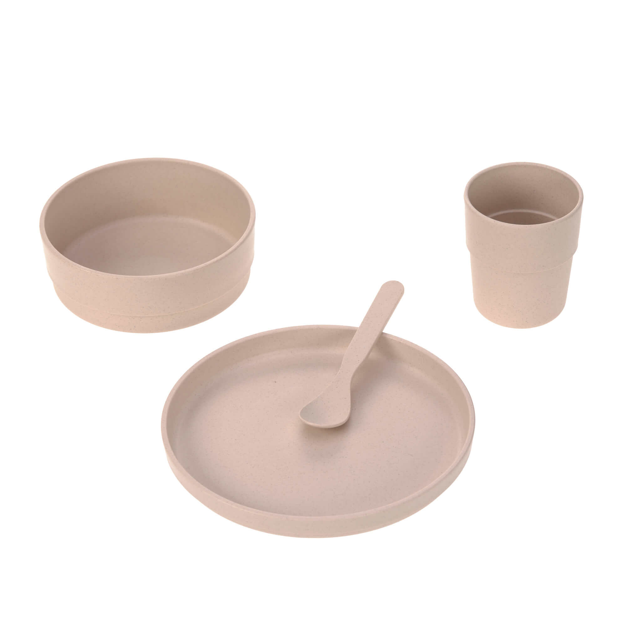 Lässig Dish Set PP/Cellulose Uni powder pink (Plate, Bowl, Mug, Spoon) - 2