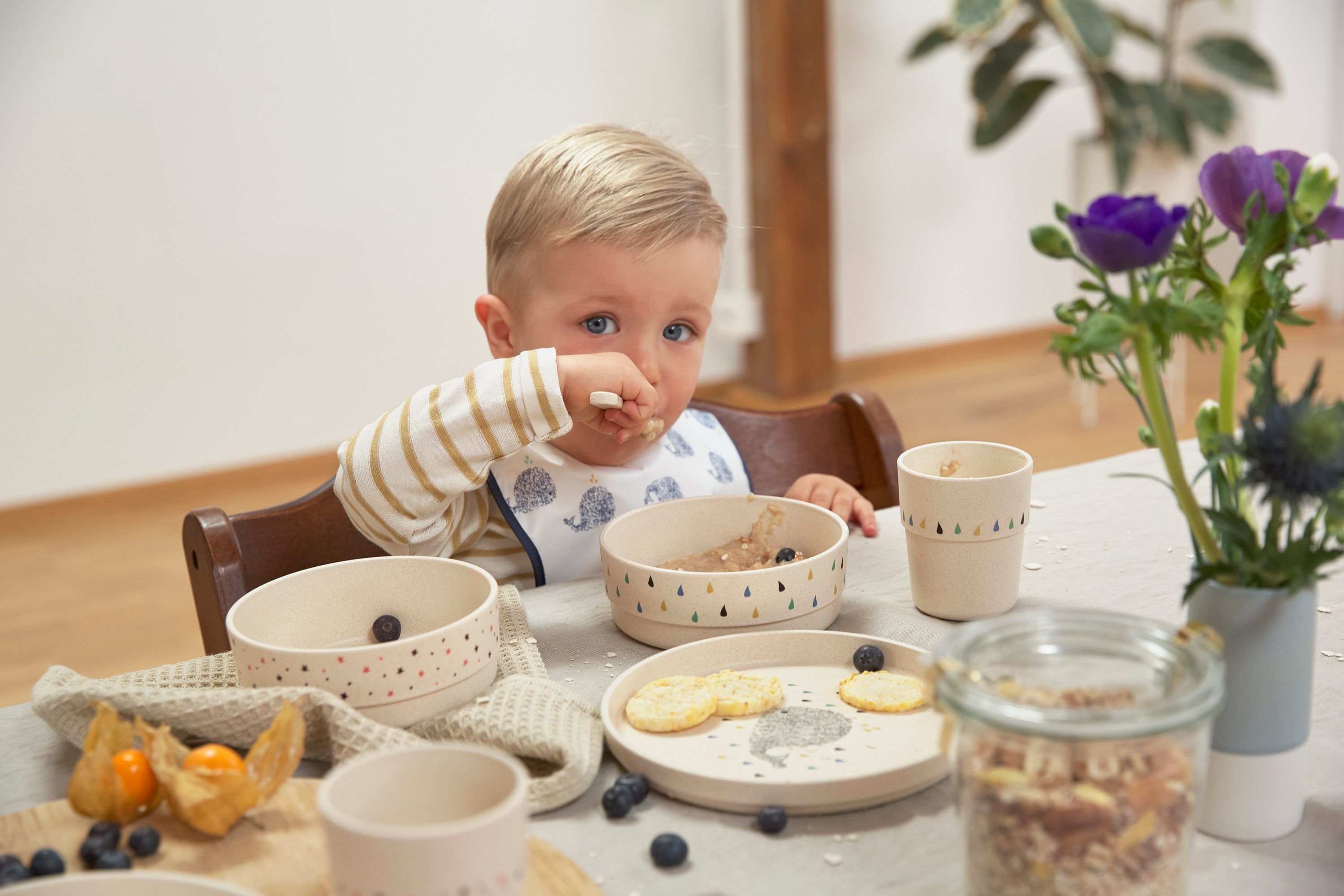 Lässig Dish Set PP/Cellulose Little Water Whale (Plate, Bowl, Mug, Spoon) - 3