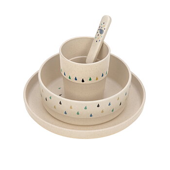 Lässig Dish Set PP/Cellulose Little Water Whale (Plate, Bowl, Mug, Spoon)
