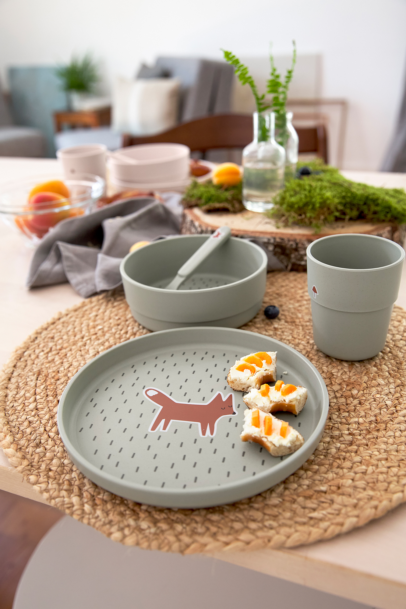 Lässig Dish Set PP/Cellulose Little Forest Fox (Plate, Bowl, Mug, Spoon) - 7